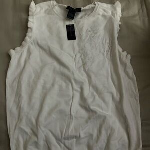 The Limited White Tank Top with Embroidered Detail